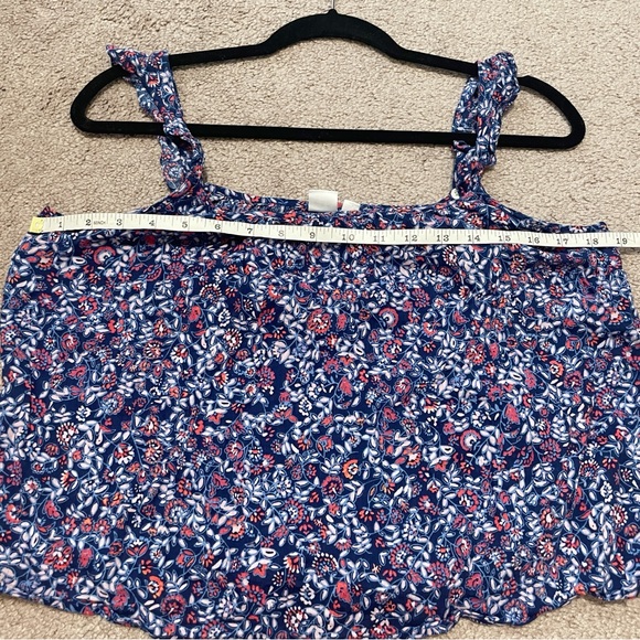 GAP Factory Flutter Sleeve Print Tank Top in Blue Floral Size Small - Picture 10 of 12